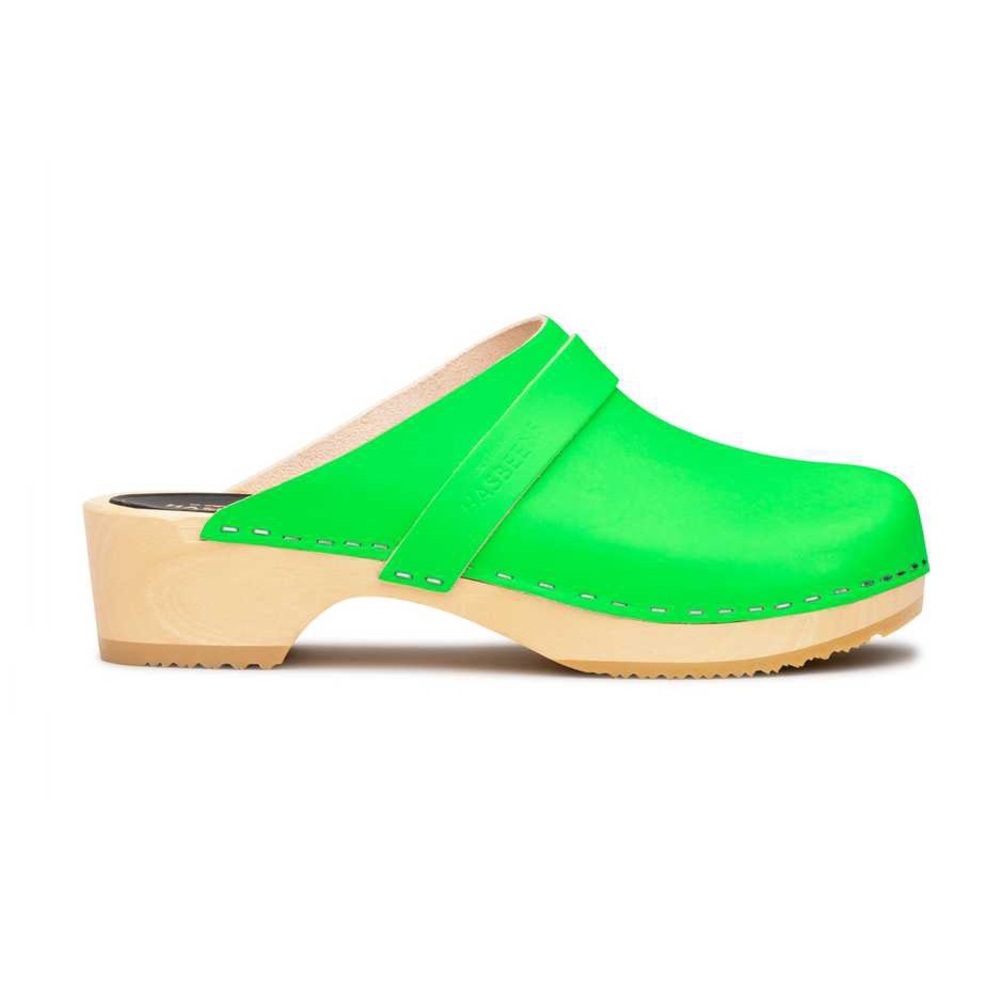 Neon Green Swedish Hasbeens Husband Clog size 10
